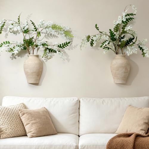 Vanselia 2 Pack Ceramic Wall Vase Home Decor Hanging Planter (11.8" Retro) - Image 6