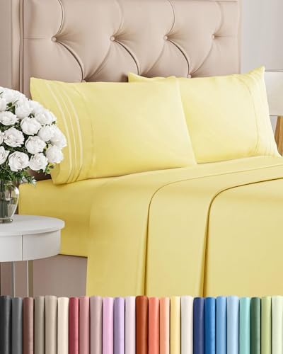 Full Size 4 Piece Sheet Set - Comfy Breathable & Cooling Sheets - Yellow by CGKUnlimited