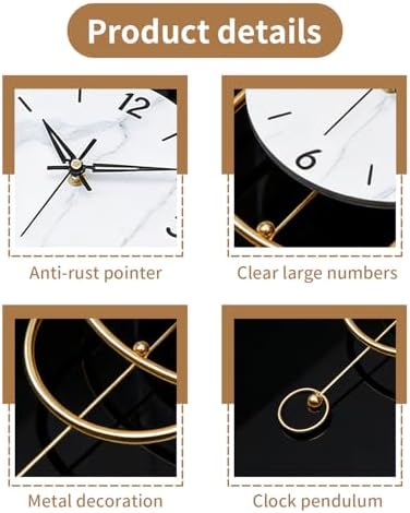 SIN&MI Large Wall Clocks for Living Room Decor Modern Metal Silent Decoration Wall Clock Battery Operated Non-Ticking for Kitchen Bedroom Office Home Clock Wall Decor for Indoor House/12.9 * 24 Inch - Image 2