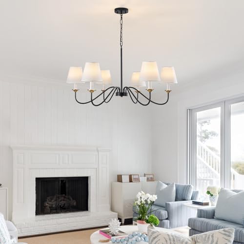 6-Light Chandelier with Shades, Modern Farmhouse Chandelier for Dining Room - Image 3