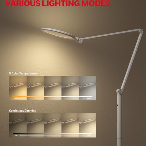Honeywell F01 LED Floor Lamp, Dimmable Standing Light with Remote, White - Image 2