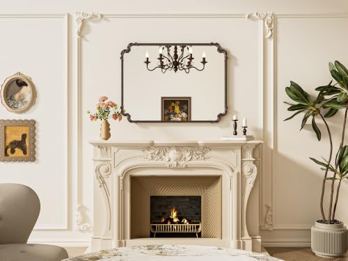 TETOTE Baroque Antique Bronze Scroll Wall Mirror 40 x 30 Vintage Rectangle Framed Baroque French Rectangular Mirror for Mantle Fireplace Bathroom Living Room, Horizontal/Vertical - Image 2