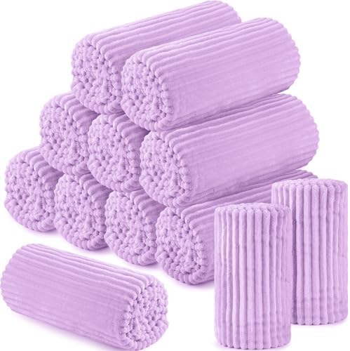 Buryeah 12 Pcs Flannel Blankets Bulk,Fall Outdoor Wedding, Lavender Purple by Buryeah