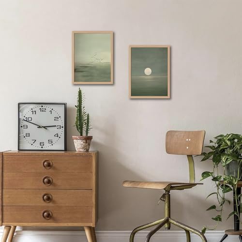 skysoon Japanese Zen Wall Art Set of 2, Sage Green Japandi Landscape Print - Image 3