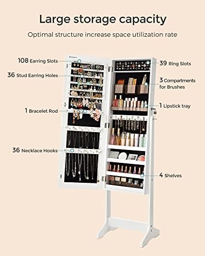 SONGMICS LED Jewelry Cabinet Standing, Lockable Armoire - Image 4
