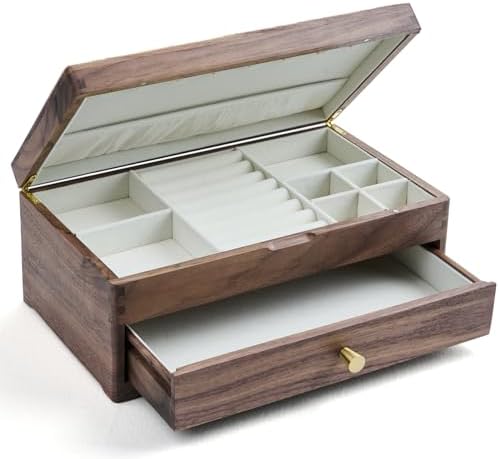 Beexchange Black Walnut Wooden Jewelry Box - Allwood, Handcrafted, Classic Jewelry Box. Jewelry boxes & organizers for Women, Men, and Girls (Double-Layer) by Unknown