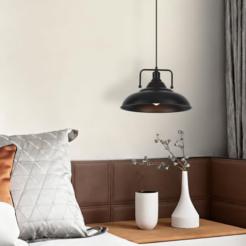 Black Pendant Light, Large Pendant Light 15.7" 1 Pack, Modern Farmhouse Pendant Lighting, Kitchen Pendant Lights, Pendant Lights Kitchen Island for Kitchen, Living Room - Image 4