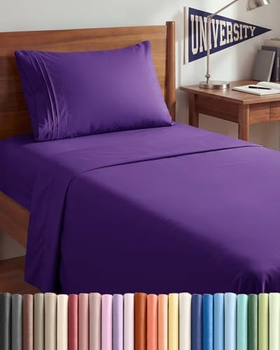 Twin XL 3 Piece Sheet Set - College Dorm Room Essentials - Purple by CGKUnlimited
