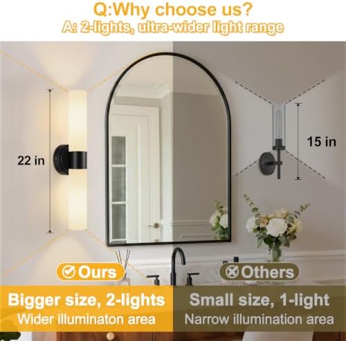 Rechargeable Wall Sconces Set of Two, Modern Matte Battery Operated Wall Light Fixtures with Remote Control, Dimmable Wireless Wall Sconces with Milky Glass for Bathroom Mirror Bedroom Living Room - Image 6