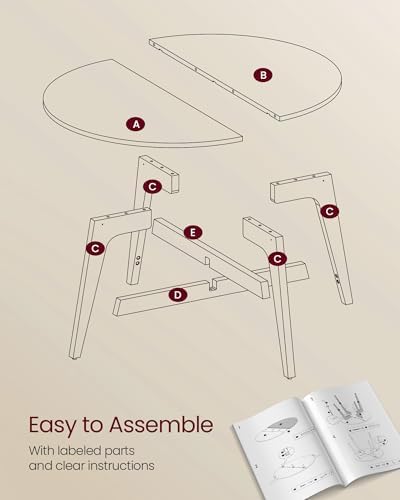 VASAGLE Round Coffee Table, 31.5-Inch Center Table, Tapered Legs - Image 4