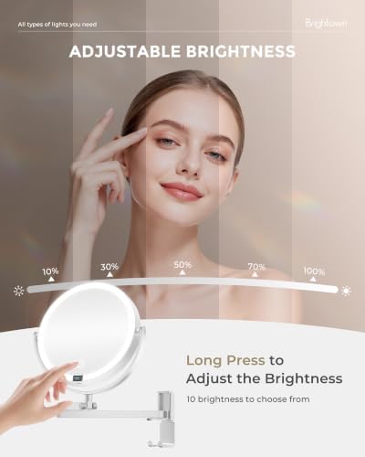 Brightown-Wall-Mounted-Lighted-Makeup-Mirror-Magnifying 1X/10X 8" with LED - Image 5