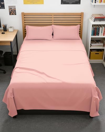Full XL Sheets - 4 Piece Full XL Sheet Set - Cool & Breathable - Baby Pink by CGKUnlimited