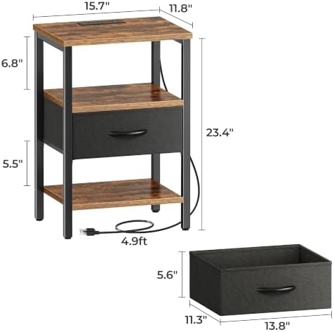 SUPERJARE Nightstand with Charging Station, USB-C Port, Bedside Table - Image 3