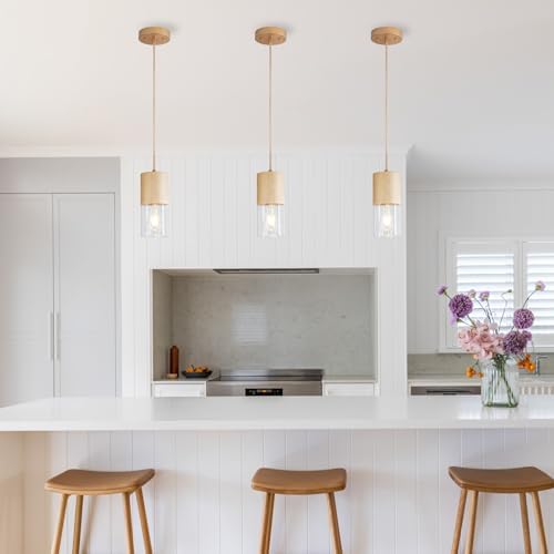 Gold Pendant Light Fixtures, Adjustable Modern Pendant Lights for Kitchen Island, Industrial Clear Glass Pendant Lights for Dining Table Hallway Bedroom Living Room,1 Pack - Image 6