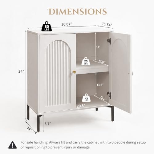 IFBUY 30.88" W Mid Century Modern TV Stands for Living Room, White - Image 2