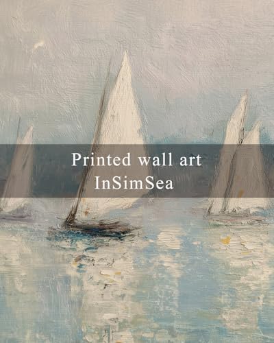 InSimSea Framed Canvas Wall Art, Vintage Sailboats Art for Living Room Hallway Shelf, 10x8in,Impressionist Coastal landscape Watercolor Painting, Rustic Cozy Mid Century Small Seaside Nature Decor - Image 4