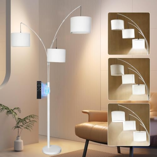 3 Light Dimmable Arc Floor Lamp, LED Tall Standing Lamp with Remote by ANROTIXLIGHT