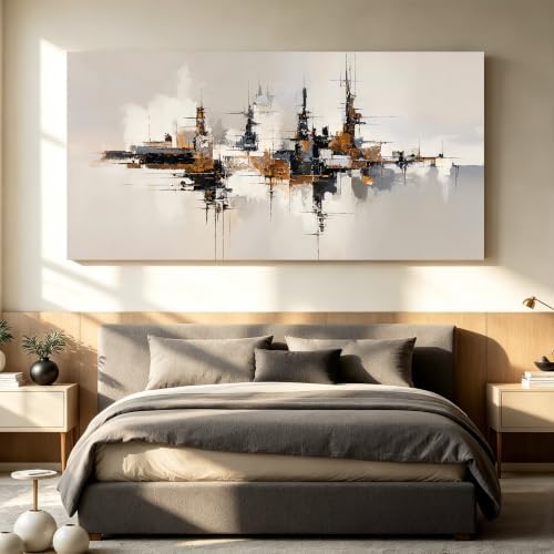 Grey Color Block Large Abstract Canvas Wall Art Decor For Living Room 29×58 - Image 4