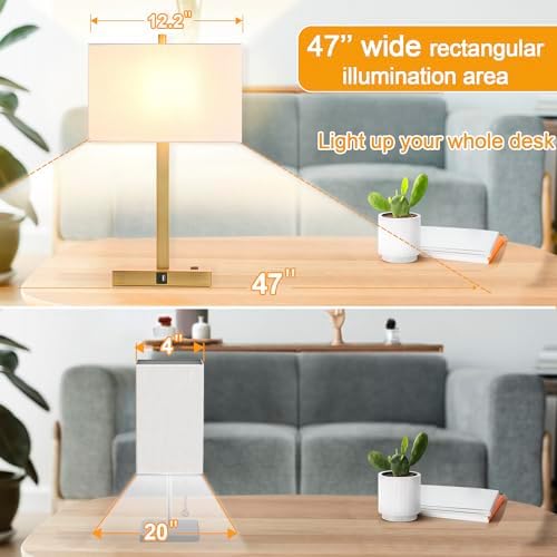 21" Touch Bedside lamps with 2 USB & AC Outlets, 3-Way Dimmable Bedside Table Lamps Set of 2 for Bedroom Living Room Office Reading, White Shade Lamps for Night Stands, 2700K LED Bulbs Included - Image 3