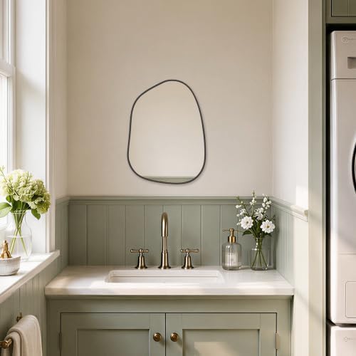 PERFNIQUE Irregular Wall Mirror Asymmetrical Mirror, 16''x12'' Small Black Mirror for Bathroom Bedroom Living Room Entryway, Decorative Modern Wall Decor, Wall Mounted (Black, 16''x12'') - Image 4