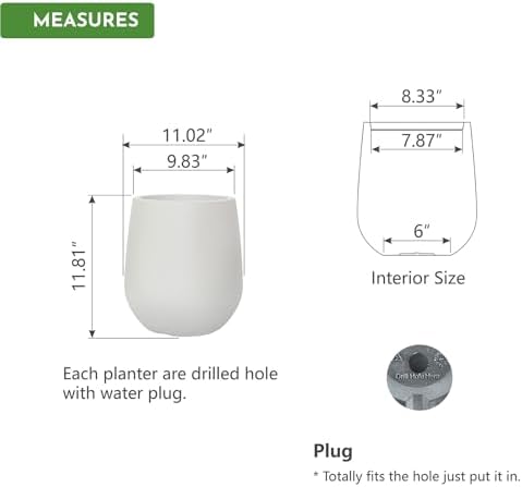 11.8"H Plastic Planters with Drainage Holes and Plug,Chalk Beige - Image 2