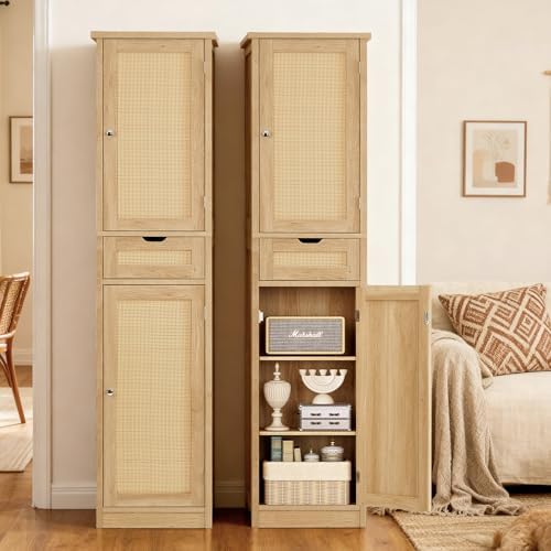 Iwell 66.9" Tall Bathroom Storage Cabinet with 2 Doors & 1 Drawer - Image 2