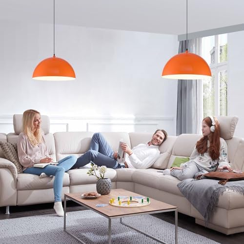 Orange Large Pendant Light 2 Packs,19.7inches, Kitchen Pendant Lights, Oversized Island Pendant Lights, Farmhouse Pendant Light, Pendant Light for Bedroom, Kitchen Island - Image 3