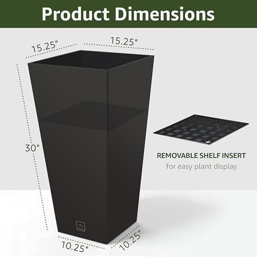 Tall Outdoor Planter 30 Inch 2-Pack, Tapered Design with Drainage Holes - Image 3