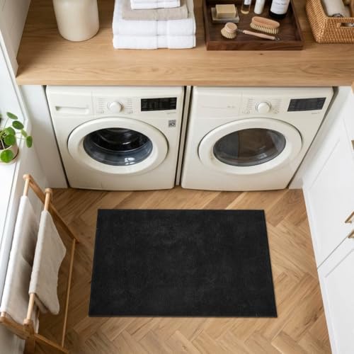 2x3 Black Solid Area Rug Washable Non-Slip Soft for Entryway Front Door - Image 4