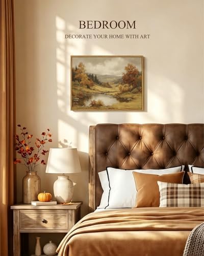 InSimSea Framed Fall Wall Art Decor, Vintage River Landscape Prints,12x16in - Image 2