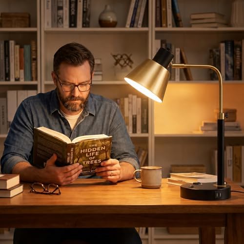 Adjustable Desk Lamp with Dual USB-C/A & AC Outlet 340° Swivel Lamp Head - Image 5