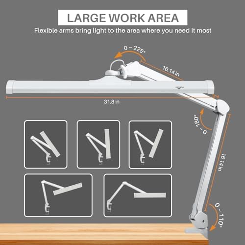 32-Inch LED Architect Desk Lamp with Clamp, 50W 4500LM, White CCT - Image 4