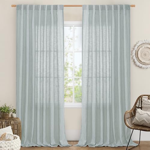 LAMIT Extra Wide Linen Curtains for Bedroom Living Room 60 x 84 Inch by LAMIT
