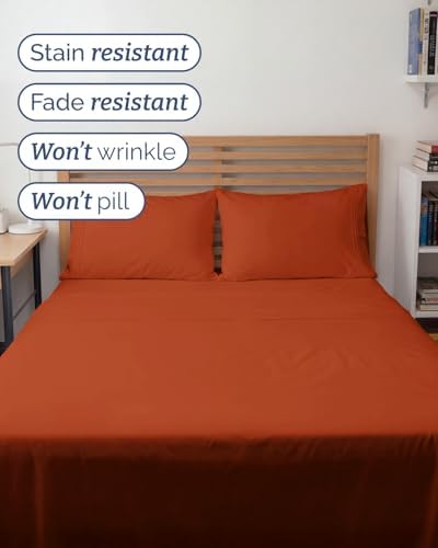 Full XL Sheets - 4 Piece Full XL Sheet Set - Cool & Breathable - Terracotta - Image 5