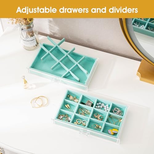 ProCase Earring Holder Organizer Jewelry Box with 8 Drawers, Aqua - Image 2