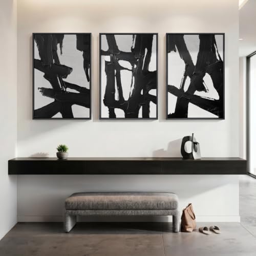 Large Framed Black and White Abstract Wall Art for Living Room, 24x36 Inch - Image 5
