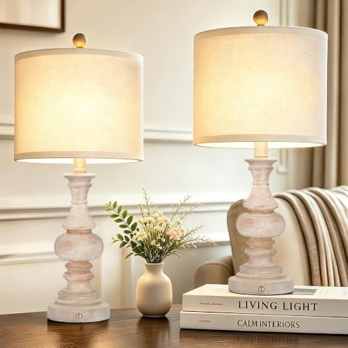 ShineTech Cordless Rechargeable Table Lamps, Rustic Bedside Lamp Set of 2 by ShineTech