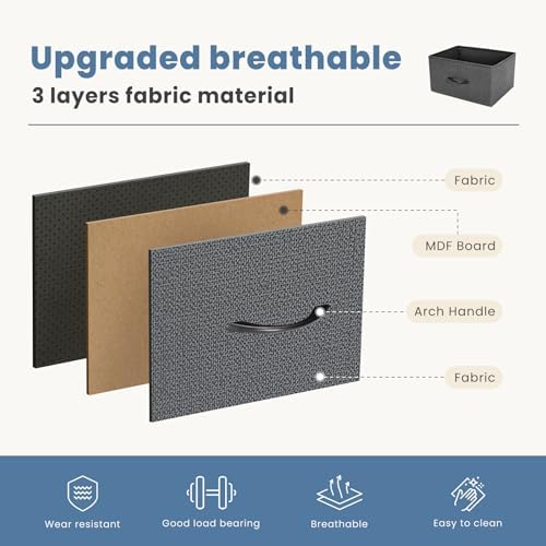 DUMOS Nightstand, Bedside Table with 4 Fabric Drawers - Image 5