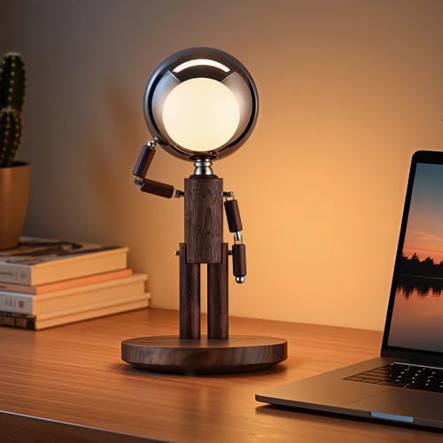 Cordless Table Lamp, Rechargeable Wooden Desk Lamp, Dimmable, Gift by Vadifula
