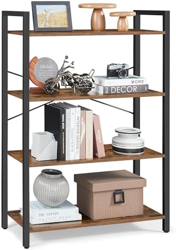 VASAGLE 4-Tier Bookshelf, Bookcase with Shelves, Storage Shelf, Living Room by VASAGLEbySONGMICSHOME