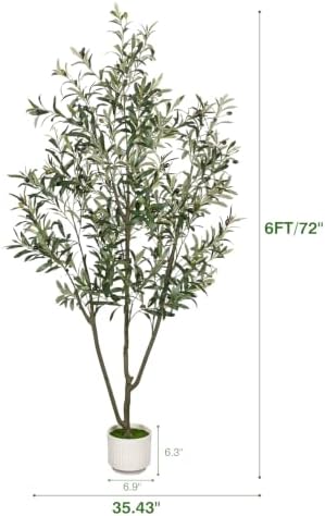 Artificial Olive Tree 6FT Faux Indoor with Planter&Cotton Basket - Image 2