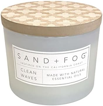 Sand + Fog Scented Candle - Clean Waves – Additional Scents and Sizes – 100% Cotton Lead-Free Wick - Luxury Air Freshening Jar Candles - Perfect Home Decor – 12oz by SandFogHome