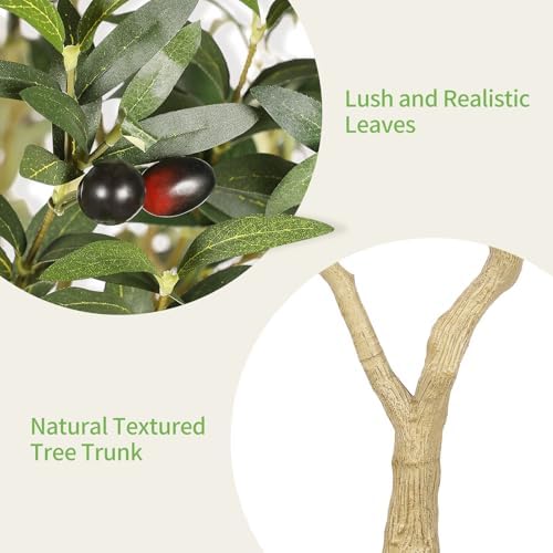 Realead 8ft Faux Olive Tree with Tall Exquisite Planter - Image 4