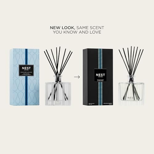 NEST New York Reed Diffuser, Ocean Mist & Sea Salt - 5.9 fl oz - Fragrance for Up to 90 Days - Reusable, Refillable Glass Holder - Includes 8 All-Natural Reed Sticks - Flame Free - Image 2