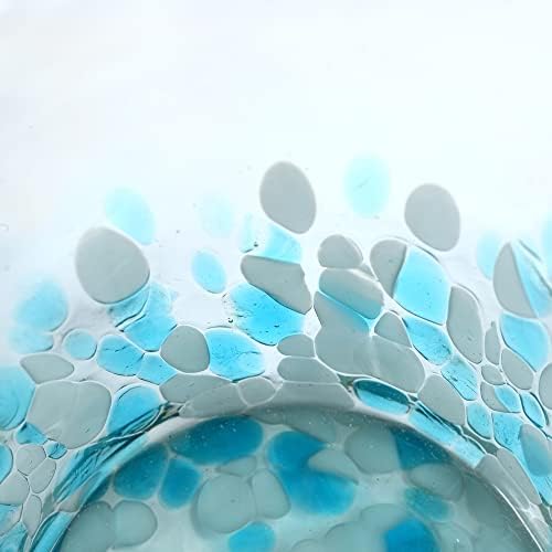 12 oz Hand Blown Mexican Drinking Glasses - Set of 6 tumblers, 11-13 fl oz each, Ocean Blue Confetti - Image 4