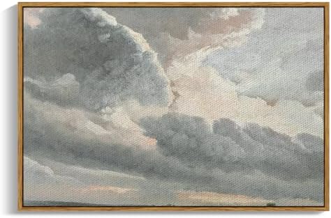 InSimSea Framed Canvas Wall Art, Landscape Wall Art, Study of Clouds Painting, Modern Farmhouse Decor, Rustic Wall Decor for Living Room, Bedroom, Office, 24"x36" by InSimSeaArt