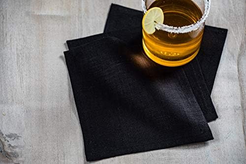 Solino Home 100% Linen Cocktail Napkins Black, Fete 6 x 6 in, Set of 12 - Image 4