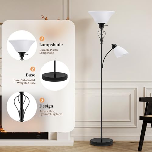 Floor Lamps for Living Room, 70" Tall Torchiere Floor Lamps, Plastic Shade - Image 4
