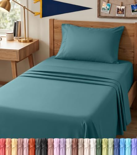 Twin XL Sheet Set, 3 Pieces 16" Deep Pocket Hotel Luxury Sheets, Denim Blue by UTOPIABEDDING