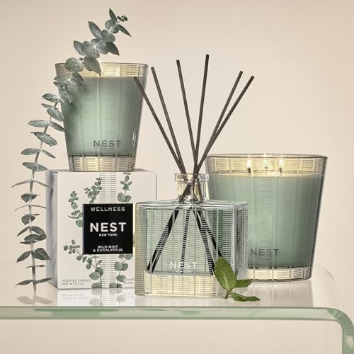 NEST New York Scented Classic Candle, Wild Mint & Eucalyptus - 8.1 oz - Up to 60-Hour Burn Time - Reusable Glass Vessel - Image 6
